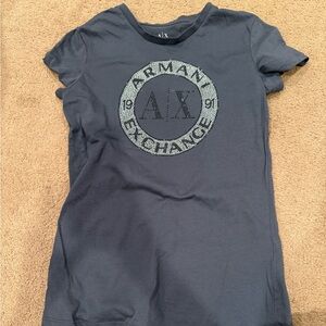 Armani Exchange Women's Charcoal Tee with Logo